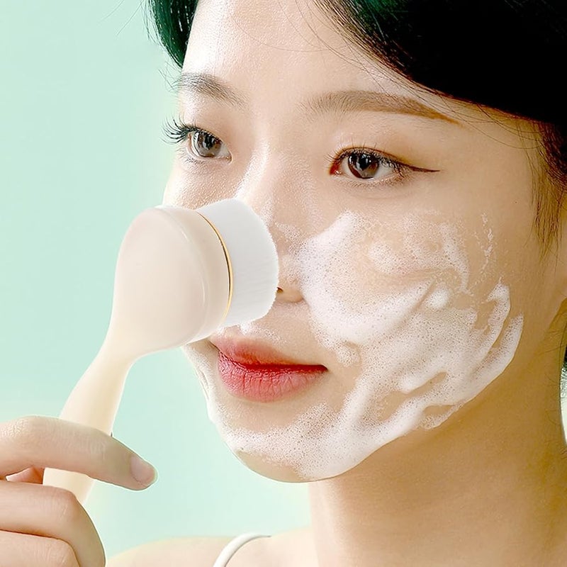 Beige Manual Facial Cleansing Brush Soft Bristles For Deep Pore Cleaning And Gentle Exfoliation - Image 4